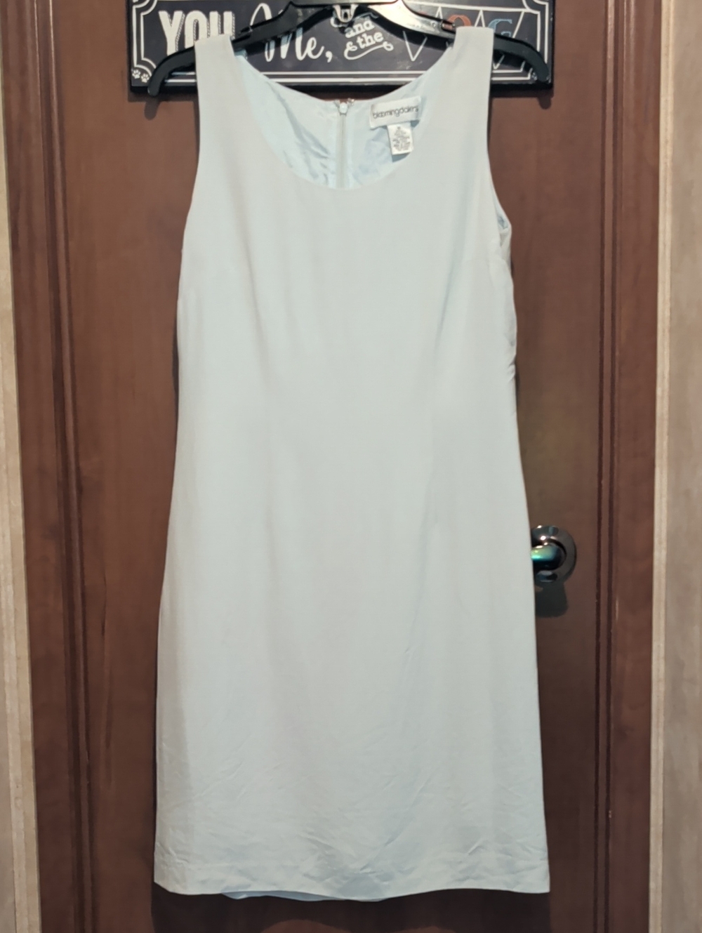 Bloomingdale's Silk Light Blue Sleeveless Midi Shift Dress